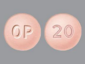 Closeup image of Oxycontin Op 20 mg